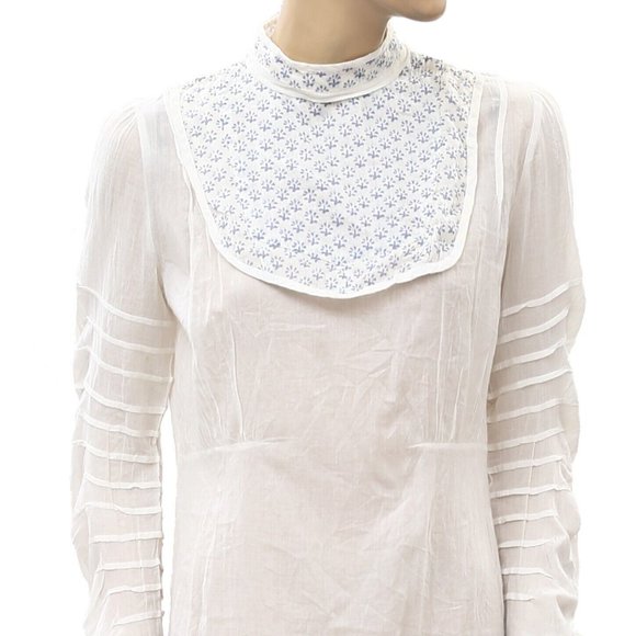 Ulla Johnson Floral Printed Mini Dress White Cotton Long Sleeve S - Picture 2 of 4